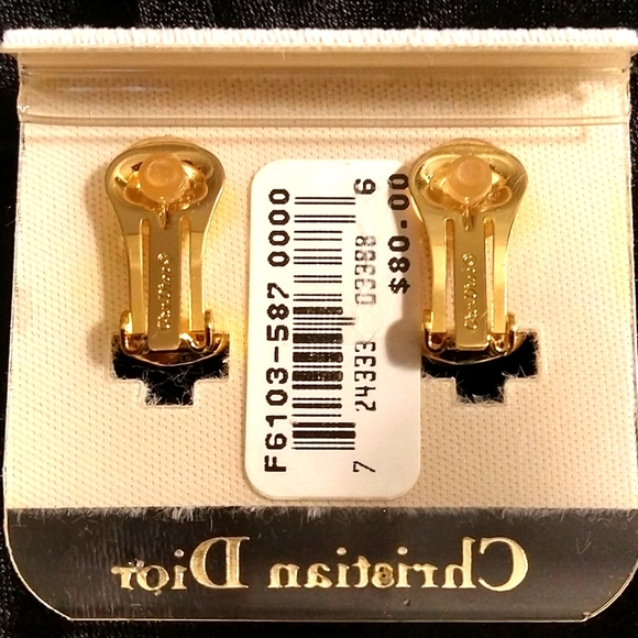 RARE AUTHENTIC 1970's CHRISTIAN DIOR GOLD/ RHINESTONE PAVE CLIP EARRINGS (NWOT) - Picture 2 of 5